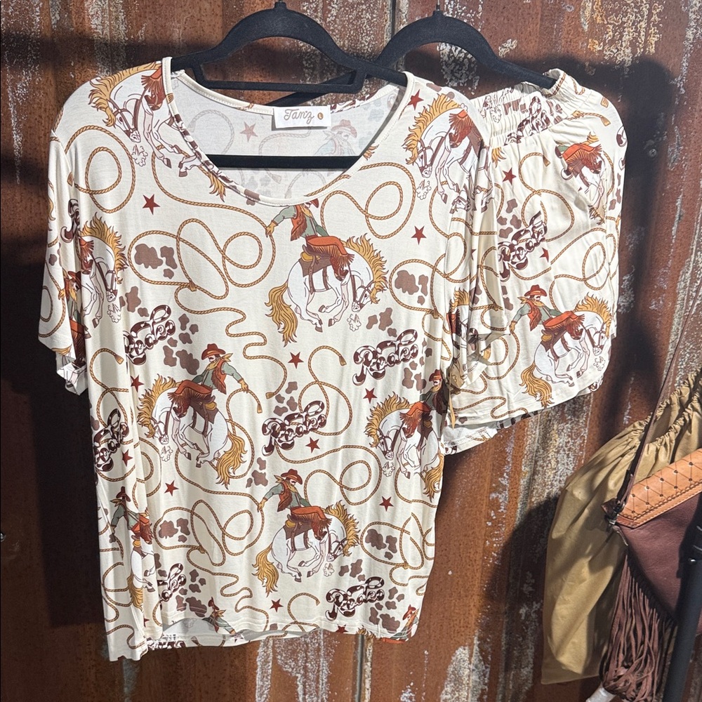 Rodeo PJ Set-Short Sleeve Top W Shorts